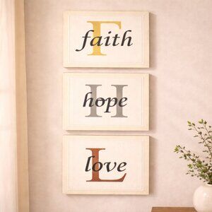 Solid Wood Faith Hope and Love Signs Wall Art Decor Vintage Style Home Decor